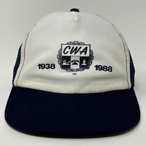 Vintage 80s CWA Communications Workers Trucker Hat Baseball Cap Snapback Blue